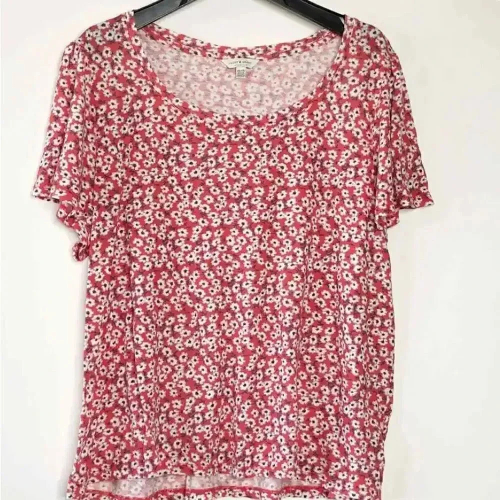 Lucky Brand Ladies Womens Flutter Sleeve Floral Tee NWT